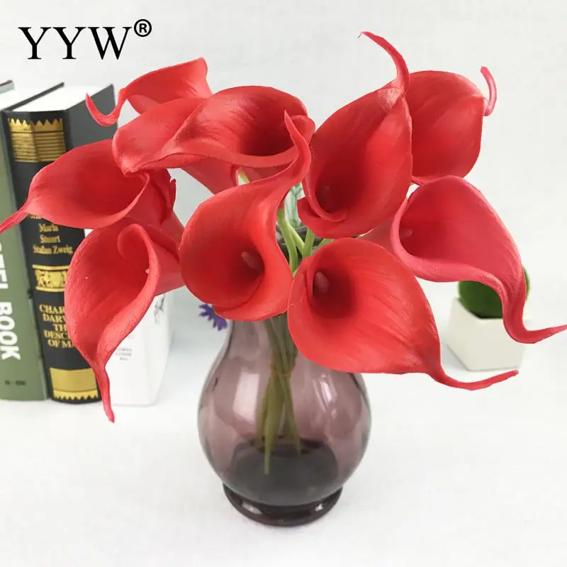 34cm Calla Lily Artificial Flowers PU Bouquet Fake Flowers For Home Wedding Decoration Indoor Plastic Flowers Wedding Flores