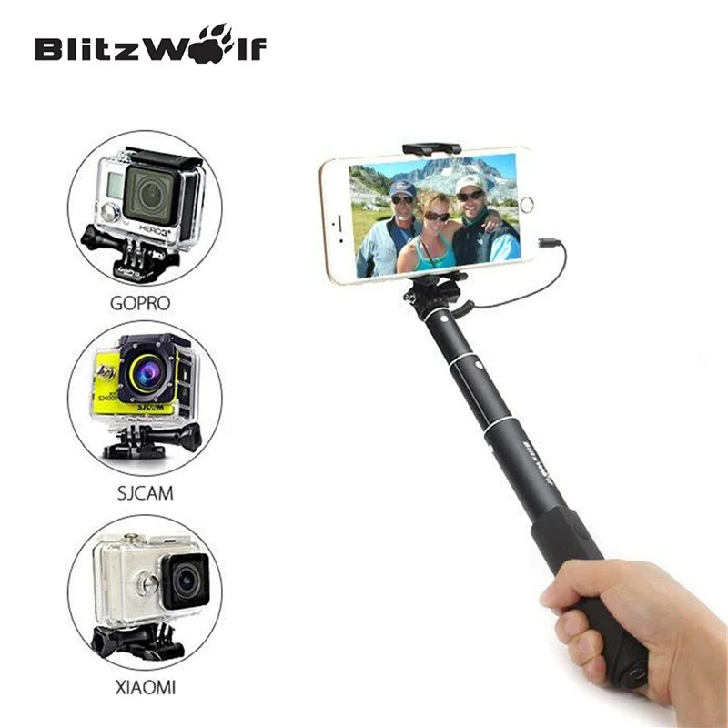 BlitzWolf Wire Control Mini Extendable Selfie Stick Monopod For iPhone 6 For Samsung For Galaxy Smartphone