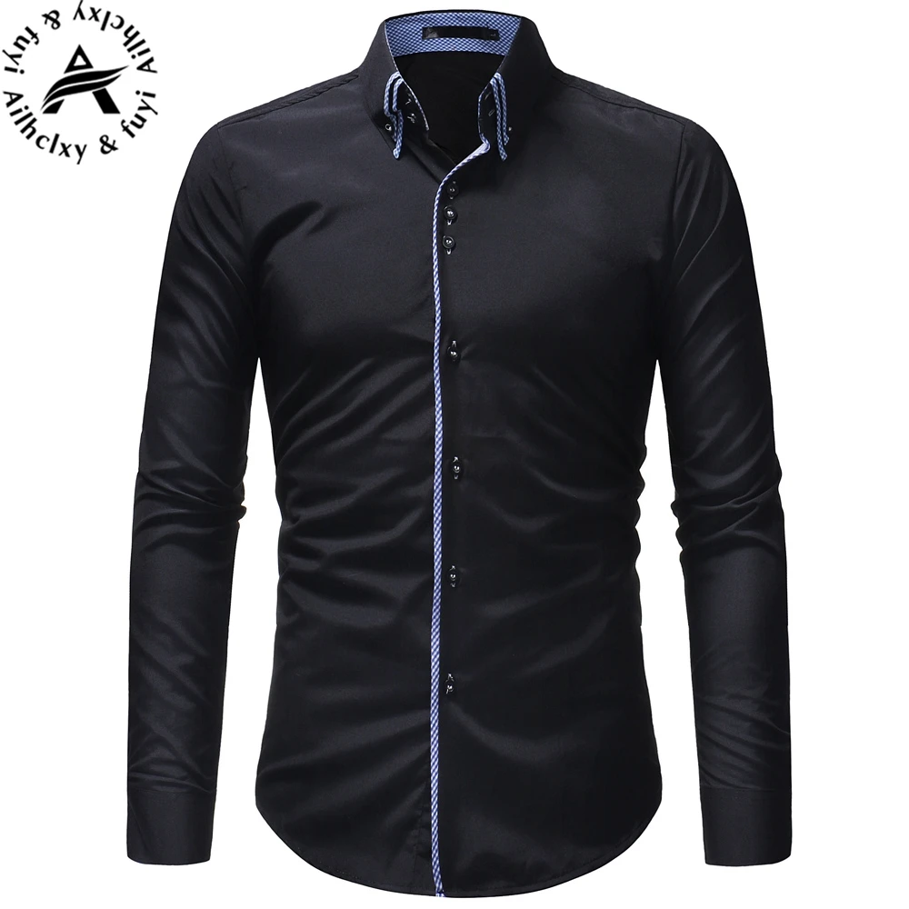 Новые модные мужские рубашки с длинным рукавом Camisas Para Hombre брендовая одежда