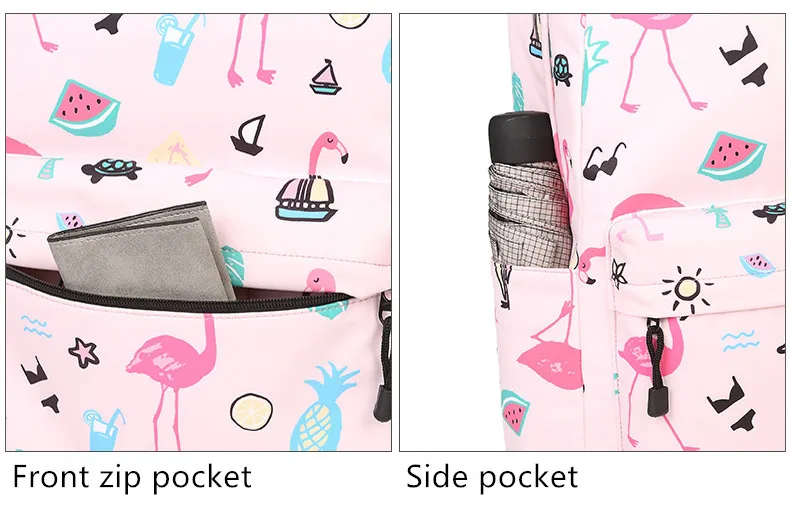Водонепроницаемый женский рюкзак, милый рюкзак, розовый, фламинго, животное, ранец, с принтом, школьный рюкзак, сумка для девочек-подростков, Mochila