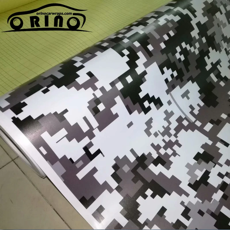Special Offers Wit Zwart Grijs PIXEL Camo Vinyl Voor Auto Wrap Digitale Auto Sticker Motorfiets Fiets Voertuig Wraps ORINO Car Wrapping