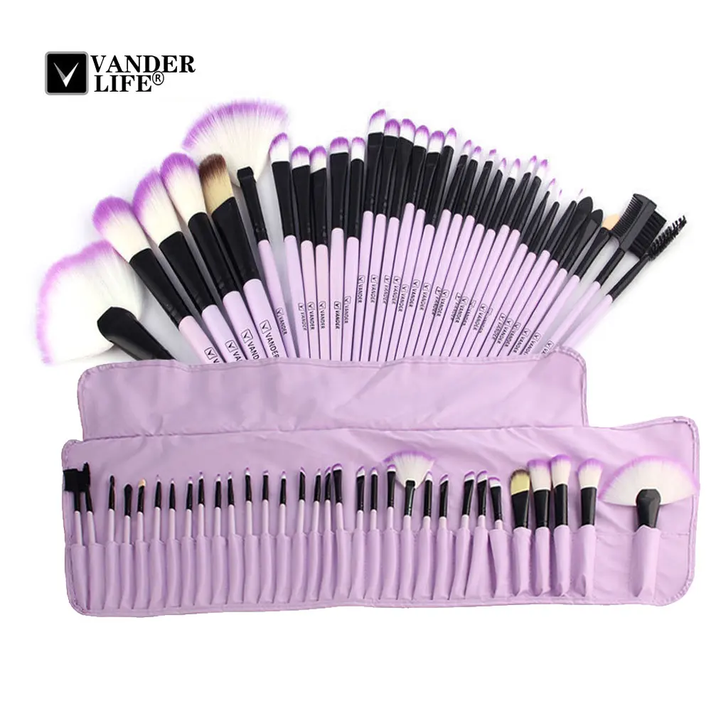 Vanderlife Professional Soft Purple 32pcs Makeup Brushes Set Beauty Cosmetic Real Make-up Tool for Eyeshadow Blush Blending (14)