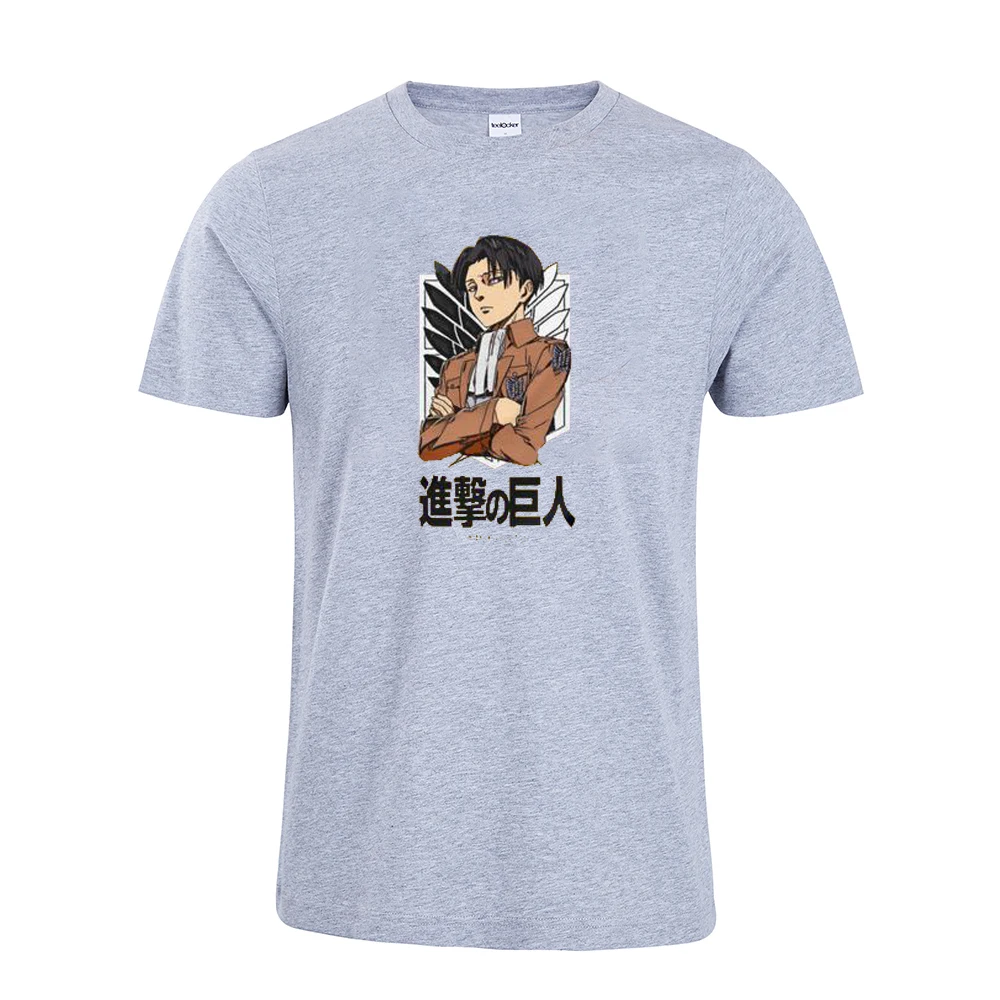 Attack on Titan levi ackerman женская футболка модные хлопковые футболки - Цвет: Серый