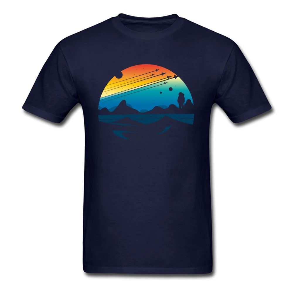 Design Fashionable Man T-shirts Round Collar Short Sleeve Pure Cotton Tops Shirts 3D Printed Tops T Shirt Top Quality Scenic colorful space view shuttle pilot science fiction art navy