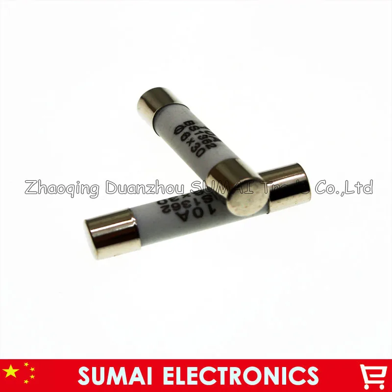100PCS 10A 250V 6x30mm Ceramic tube Fuse for Car,Electrical,instrument
