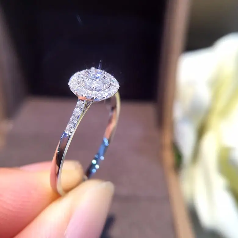 Кольцо с натуральным бриллиантом, 18 К, чистое золото, для свадьбы, настоящее 750, одноцветное, классическое, Трендовое, для женщин,, подарок, настраиваемые, вечерние, новинка