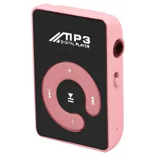 AABB-мини зеркальный зажим USB цифровой Mp3 музыкальный плеер Поддержка 8 Гб SD TF карта розовый