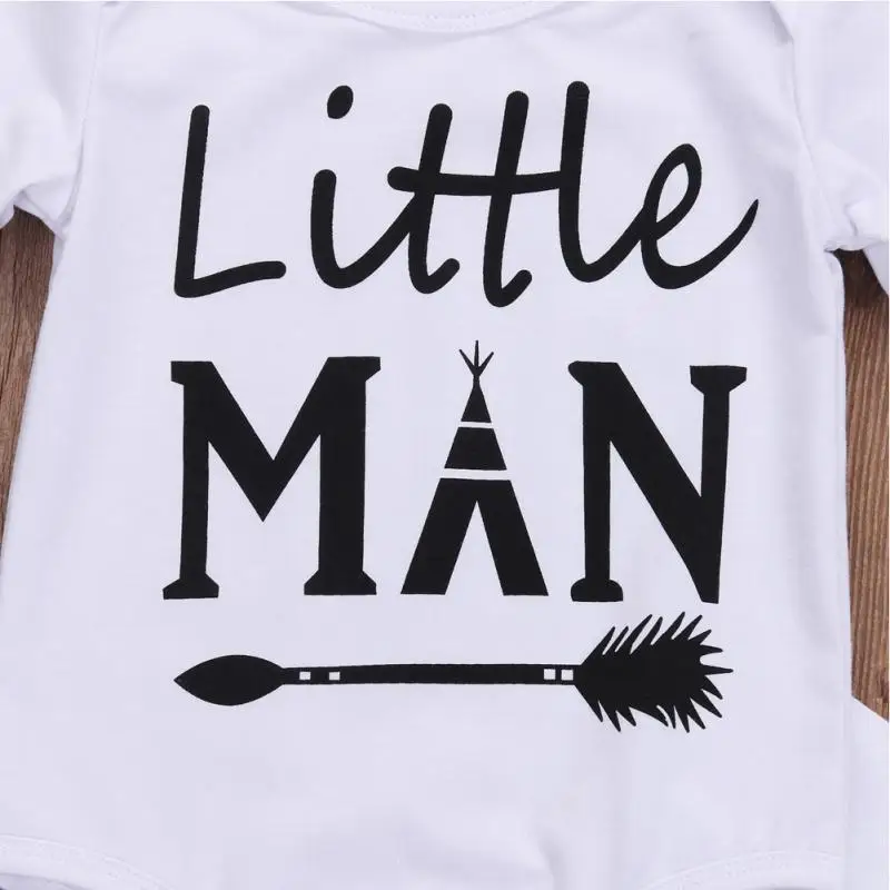 Модный осенний комплект для малышей 3 шт. наряды для младенцев «Little Man» с длинными рукавами для мальчиков комбинезон, штаны комплекты для новорожденных для маленьких мальчиков Костюмы