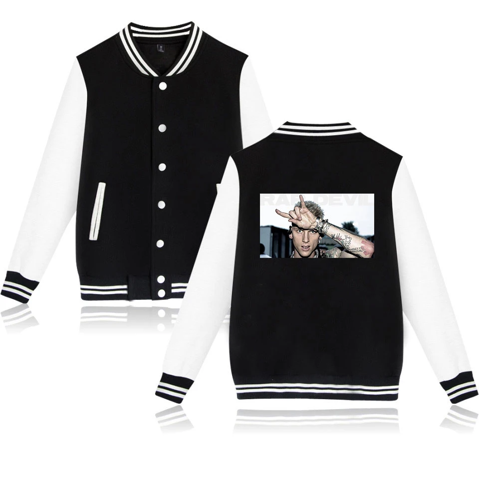 

MGK Rap Devil-Machine Gun Kelly 2018 Album Hip Hop Baseball Jackets Fashion Collage Warm Long Sleeve Men/Women Casual Clothes4XL