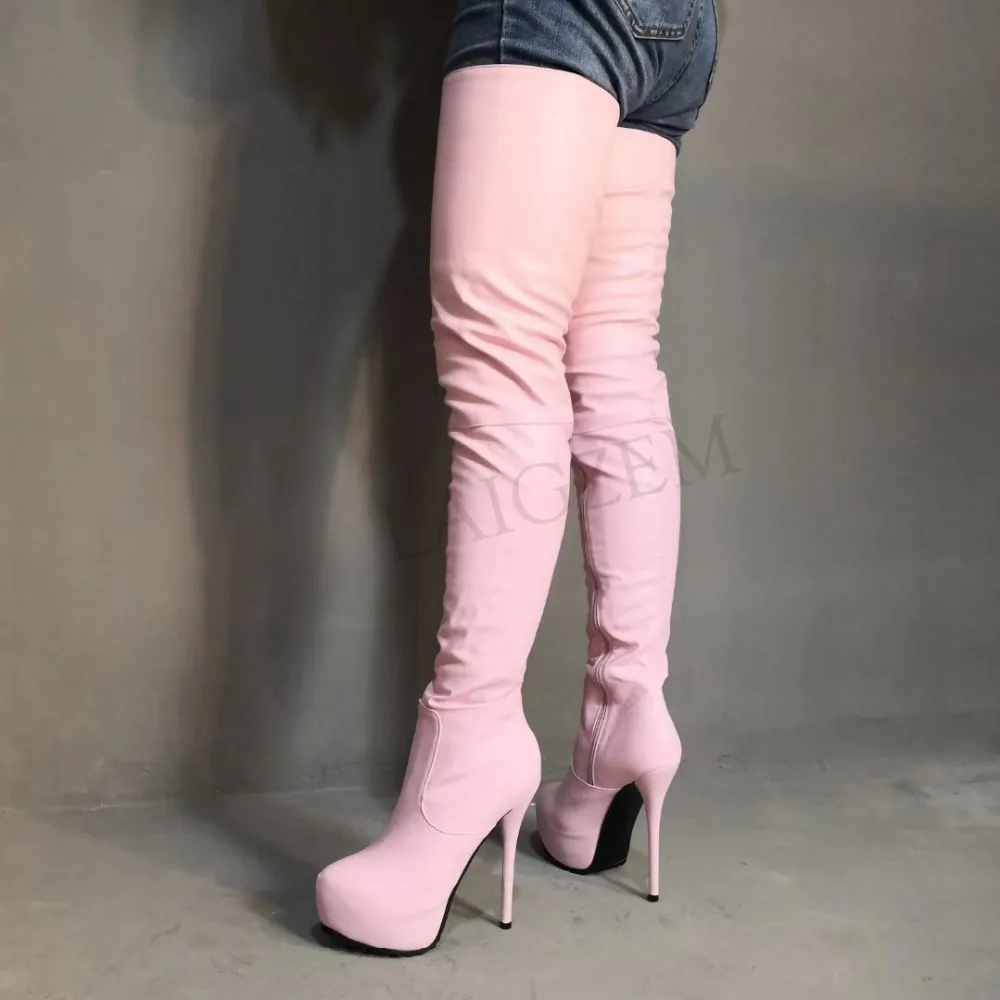 LAIGZEM Women Thigh High Boots Club Party Show Over the Knee Crotch Boots Shoes Woman Female Bota Botines Mujer Big Size 4-19 (2)