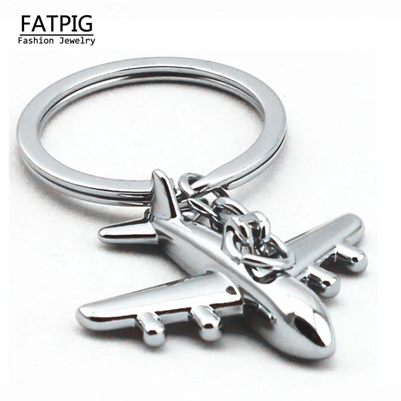 New Metal Alloy Polished Aircraft Keychain 3D Airplane Model Keychain