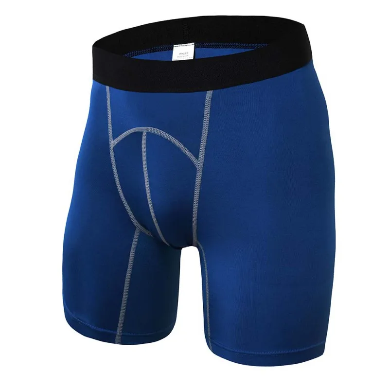 4 цвета, мужские Компрессионные спортивные шорты для спортзала, фитнеса, атлетических тренировок, обтягивающие, базовый слой, для улицы - Цвет: Синий