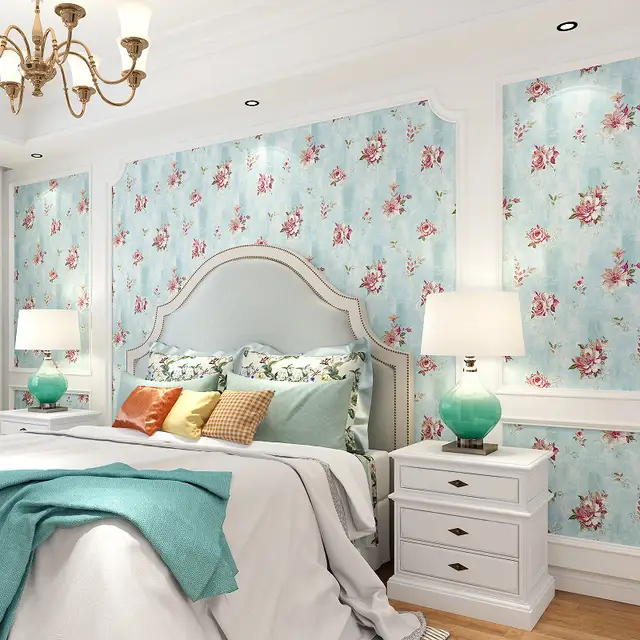 Us 3698 Uccelli Fiori Pvc Rosa Carta Da Parati Per Camera Da Letto Carta Da Parati Rotolo Americano Blu Fiore Carta Da Parati In Rilievo 3d Stanza