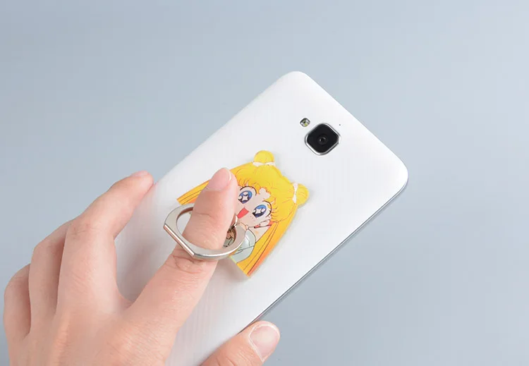 Koteta аниме Сейлор Мун Кристалл рисунок 360 градусов металлический палец кольцо для iphone ipad Luna Черный кот мобильный телефон вспомогательные игрушки