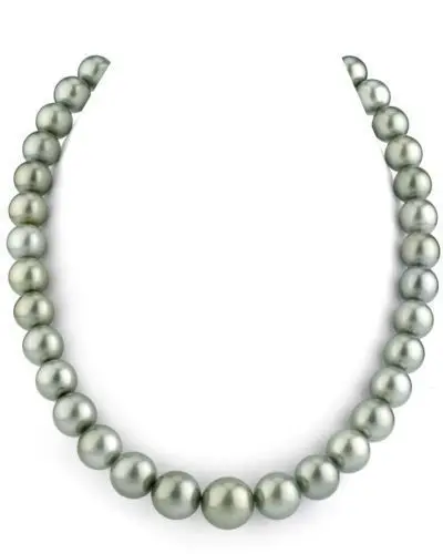 

11-12mm natural freshwater gray pearl necklace 18"925silver gold