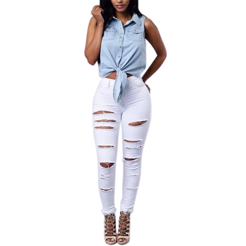 Vrouwen Jeans Slimmer Elasticiteit Potlood Broek Gaten Skinny Jeans Vrouw  Plus Size Zwart Wit Ripped Jeans Voor Vrouwen|white ripped jeans|ripped  jeans for womenskinny jeans woman - AliExpress