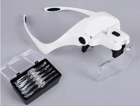 

1.0X 1.5X 2.0X 2.5X 3.5X Adjustable 5 Lens Loupe LED Light Headband Magnifier Glass With Lamp
