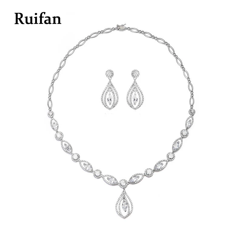 

Luxury Cubic Zircon Pure 925 Sterling Silver Necklace Earrings Set for Women S925 Wedding Party Fine Jewelry Gifts YJS003