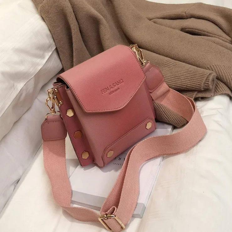 Yuhua, новые женские сумки, повседневная однотонная женская сумка, трендовая сумка-мессенджер, модная Корейская версия сумки через плечо - Цвет: Pink