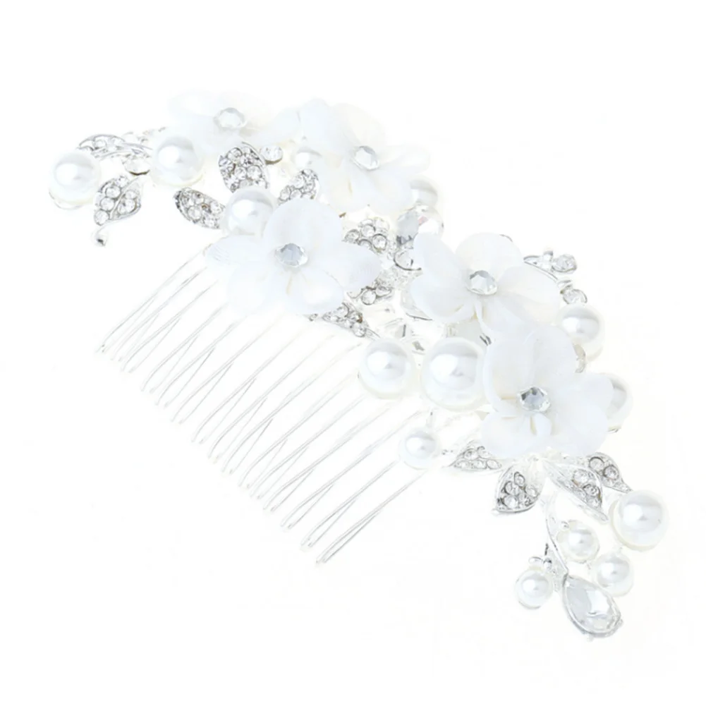 Wedding Bridal Hair Side Comb Crystal Imitation Pearl Flowers Headpiece