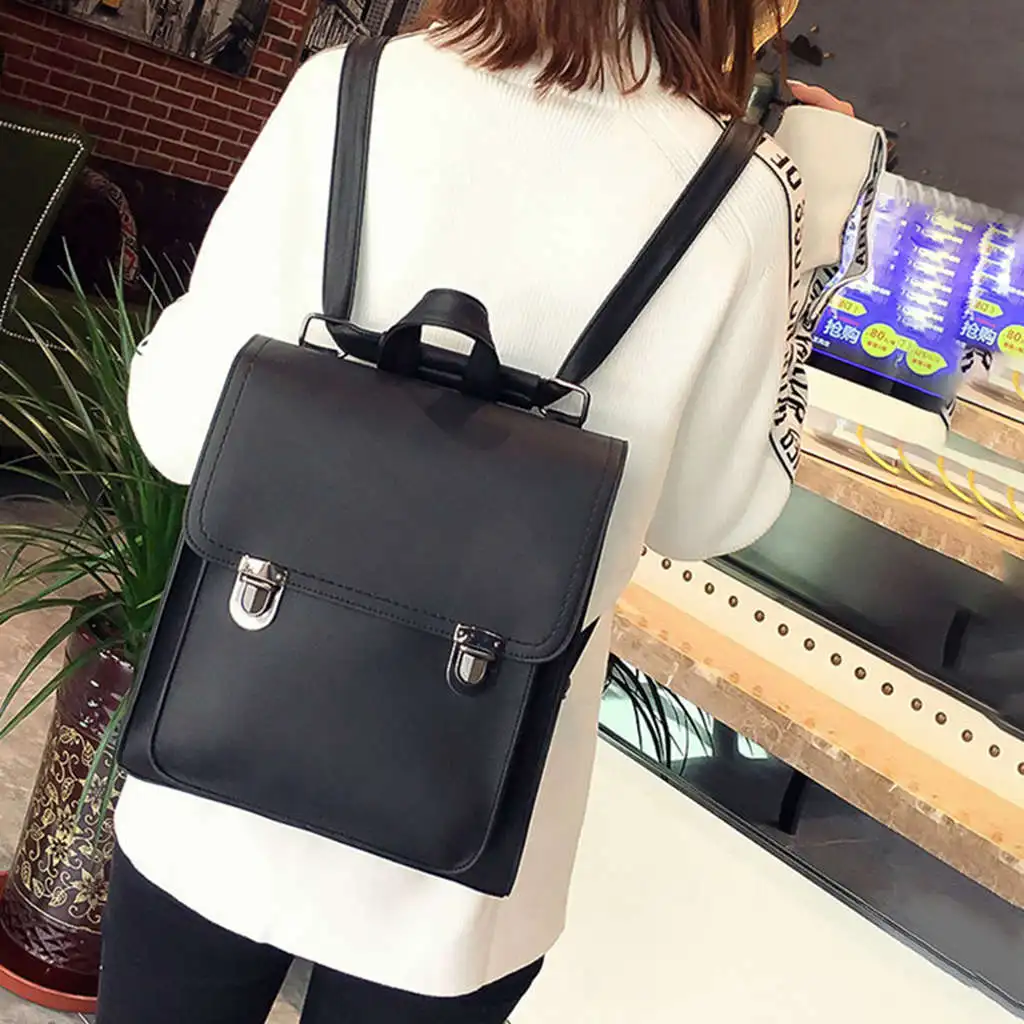 BEAU-Модный женский рюкзак женские из искусственной кожи рюкзаки для девочек школьная сумка рюкзак винтажные сумки на плечо дорожные (черный)