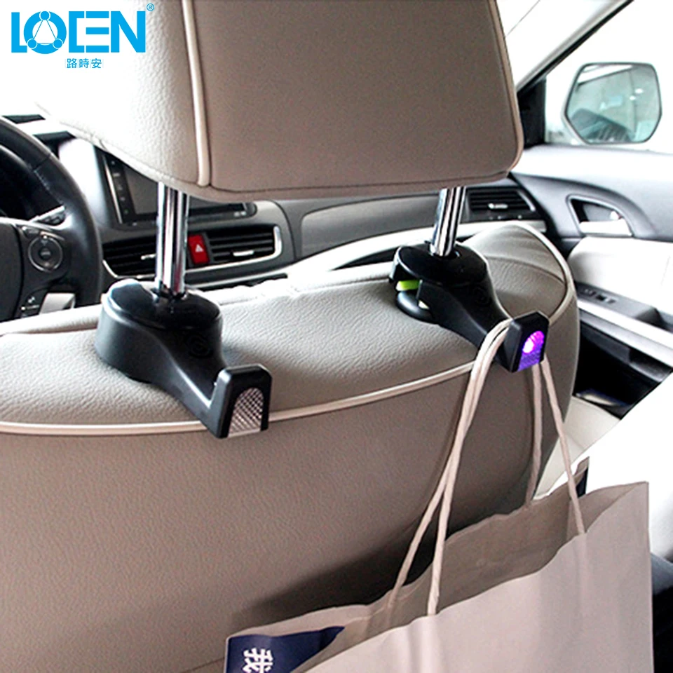 2017 New Car Auto Hidden LED Lights Hook Holder Seat Hanger For Bags Clothes Multifunction