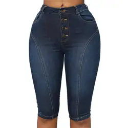 JAYCOSIN 2019 новые модные женские высокая посадка на пуговице карманы джинсовые обтягивающие джинсовые шорты длиной до колена Прямая поставка