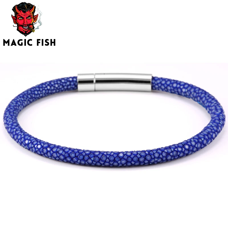 Leather Bracelet Blue Stingray Bracelets For Men Genuine Leather Bracelet Blue Stingray
