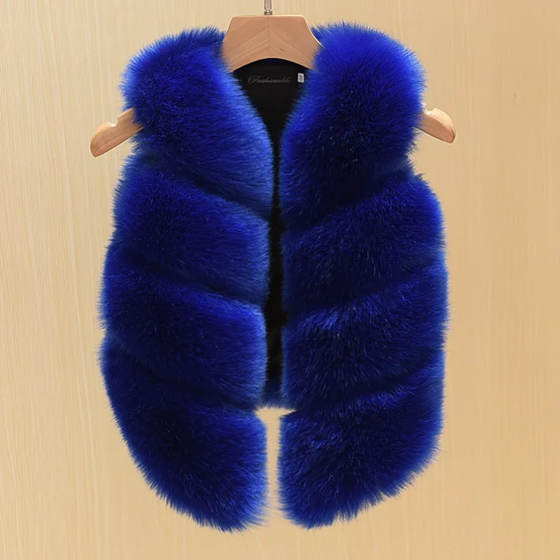 Fashion Children's Clothing Faux Fox Fur Vest European Style Toddler Baby Girls Waistcoat Winter Coat TZ135