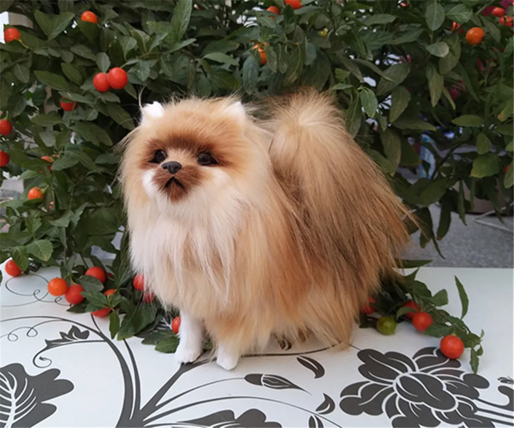 handmade simulation Pomeranian dog toy made of plastic and fur2