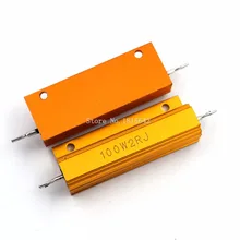 RX24 100 W 2R 2RJ 100 ватт металлический корпус алюминиевый Золотой резистор высокое Мощность радиатора сопротивление Золотой тепла теплопоглощающий резистор 2 Ом