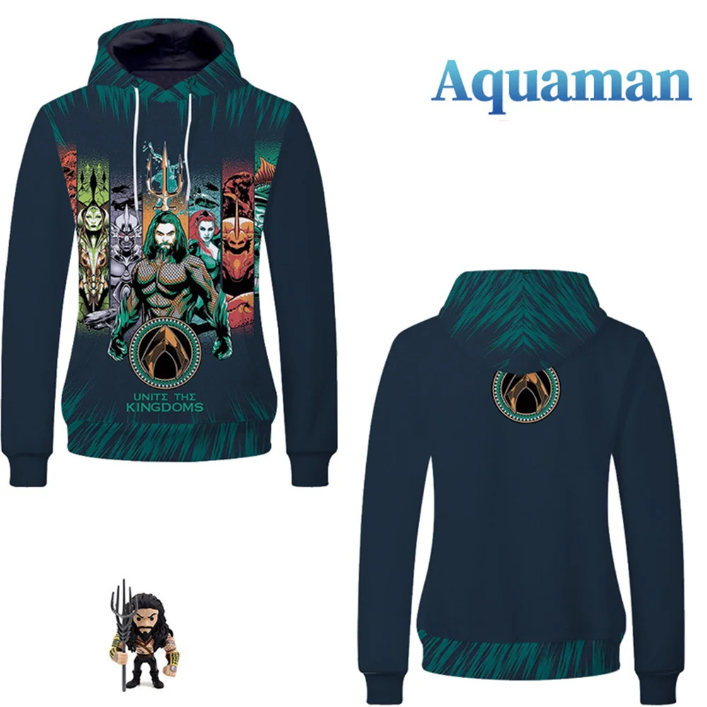  DC Comics Superhero Aquaman Pullover Hoodies 3D Print Sweatshirts Casual Hip-Hop Fashion Boys Jacke