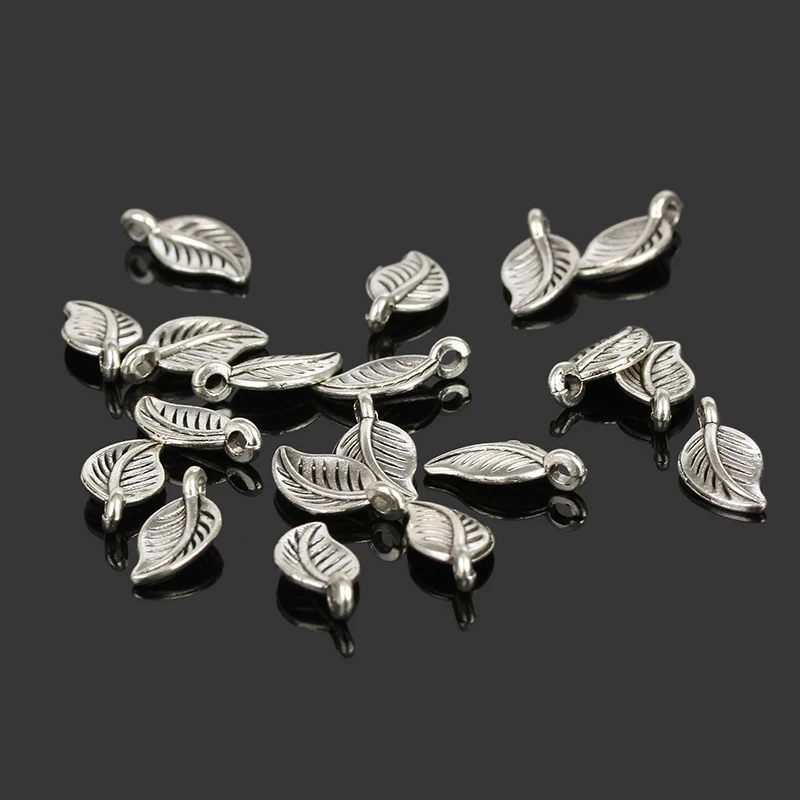 

Metal Vintage Charms Pendant 200pcs Antique Silver Plated 7x14mm Leaf Charms Fashion Jewelry Findings Accessories Parts for DIY