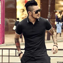 Camisa dos homens Polo Estilo Clássico Verão de Manga Curta Polo Homme Casuais Mens Marcas Camisa Pólo Logo Algodão de alta qualidade Sólida 2017(China)