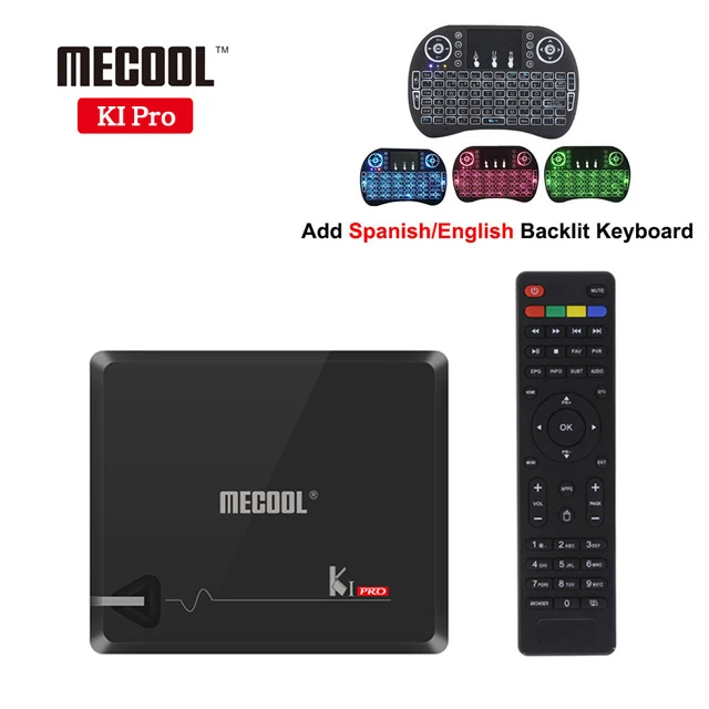 MECOOL KI PRO Android 7,1 ТВ коробка K1 pro Amlogic S905D 4 ядра 64 бит DVB-T2 DVB-S2 DVB-C 2G/16G Декодер каналов кабельного телевидения NEWCAMD - Цвет: Add Spainsh Blacklit