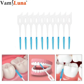 

200PCS Soft Silicone Dental Floss Interdental Brush Teeth Stick Tooth Picks Toothpicks Floss Tooth Pick Oral Care Brush Clean