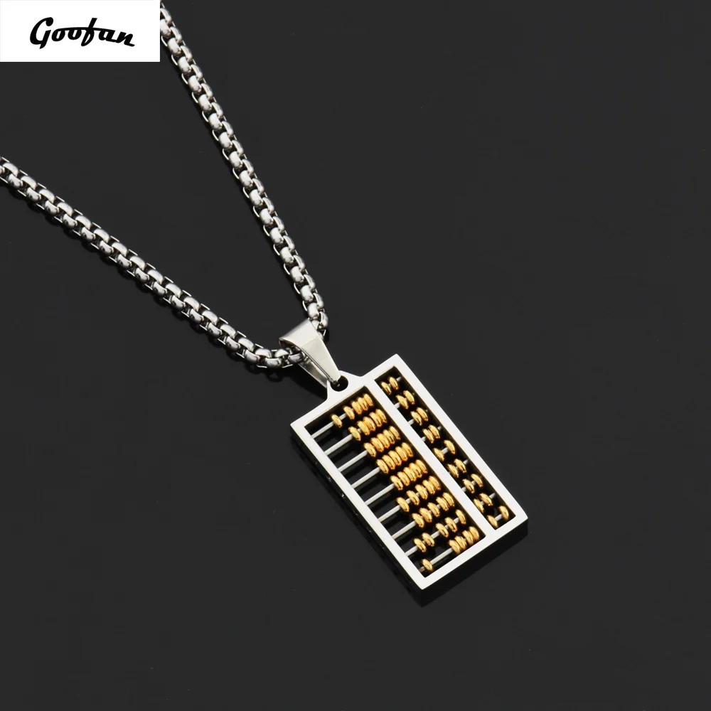 

2017New Hiphop Goofan Abacus Pendant Chinese style Necklace Stainless Steel Fashion Jewelry for Men Women Gift STN574