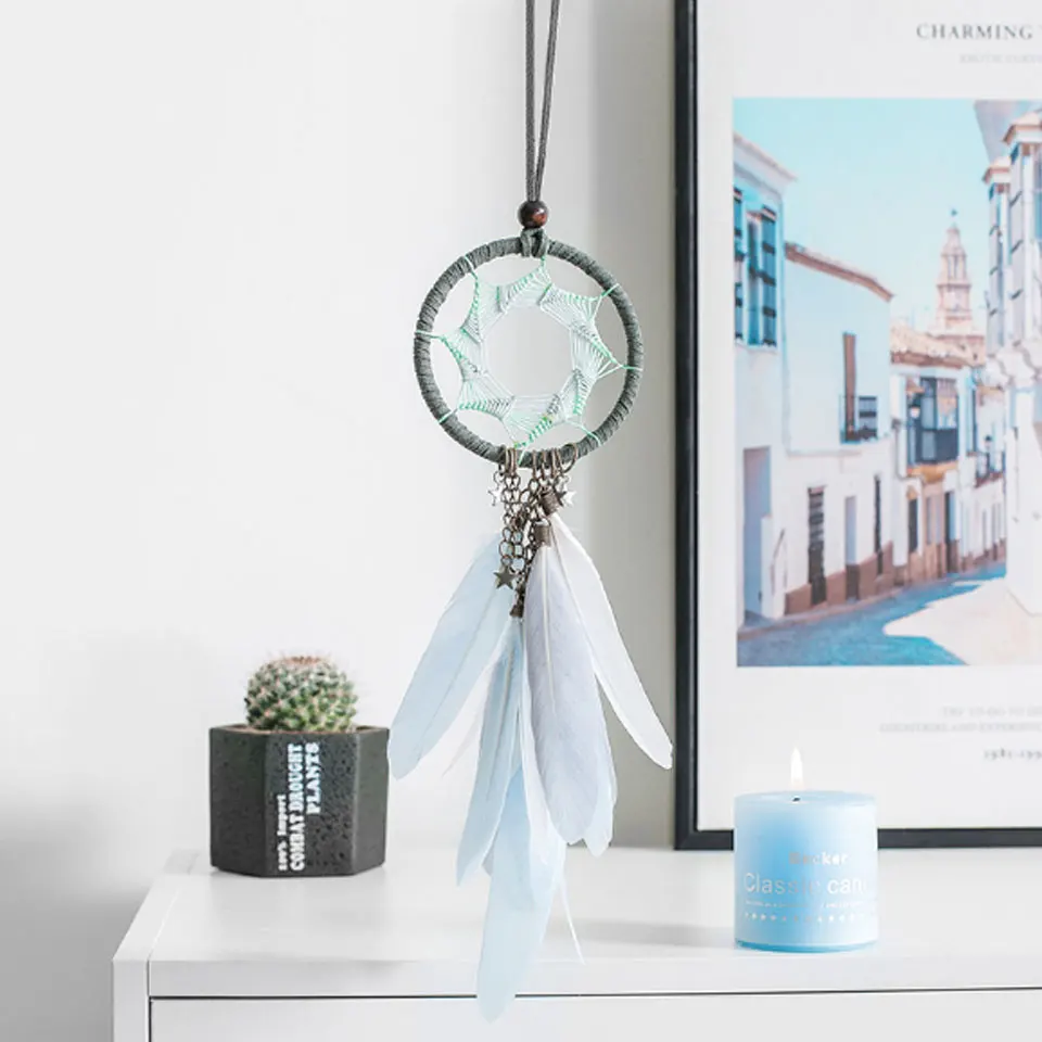 

Feather Decoration Dream Catcher Car Accessory Interior Car Pendant Auto Ethnic Home Decor Rearview Lucky Car Ornaments