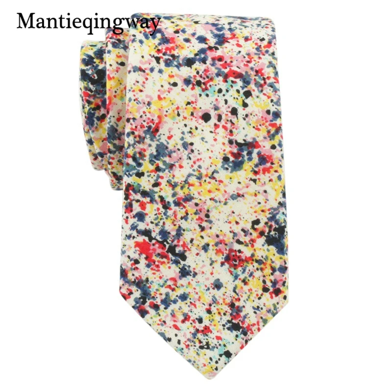 Mantieqingway 6 см с цветочным принтом галстуков для Для мужчин хлопок Ti Узкие галстуки Тонкий Галстуки Бизнес Повседневное мужской галстук