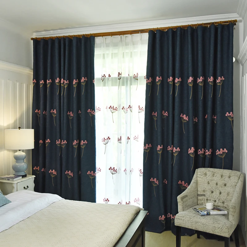 Estilo de país de diente de león bordado Cortinas opacas para dormitorio niños bebé vivero ventana Cortinas WP027C Estilo de país de diente de león bordado Cortinas opacas para dormitorio niños bebé vivero ventana Cortinas WP027C