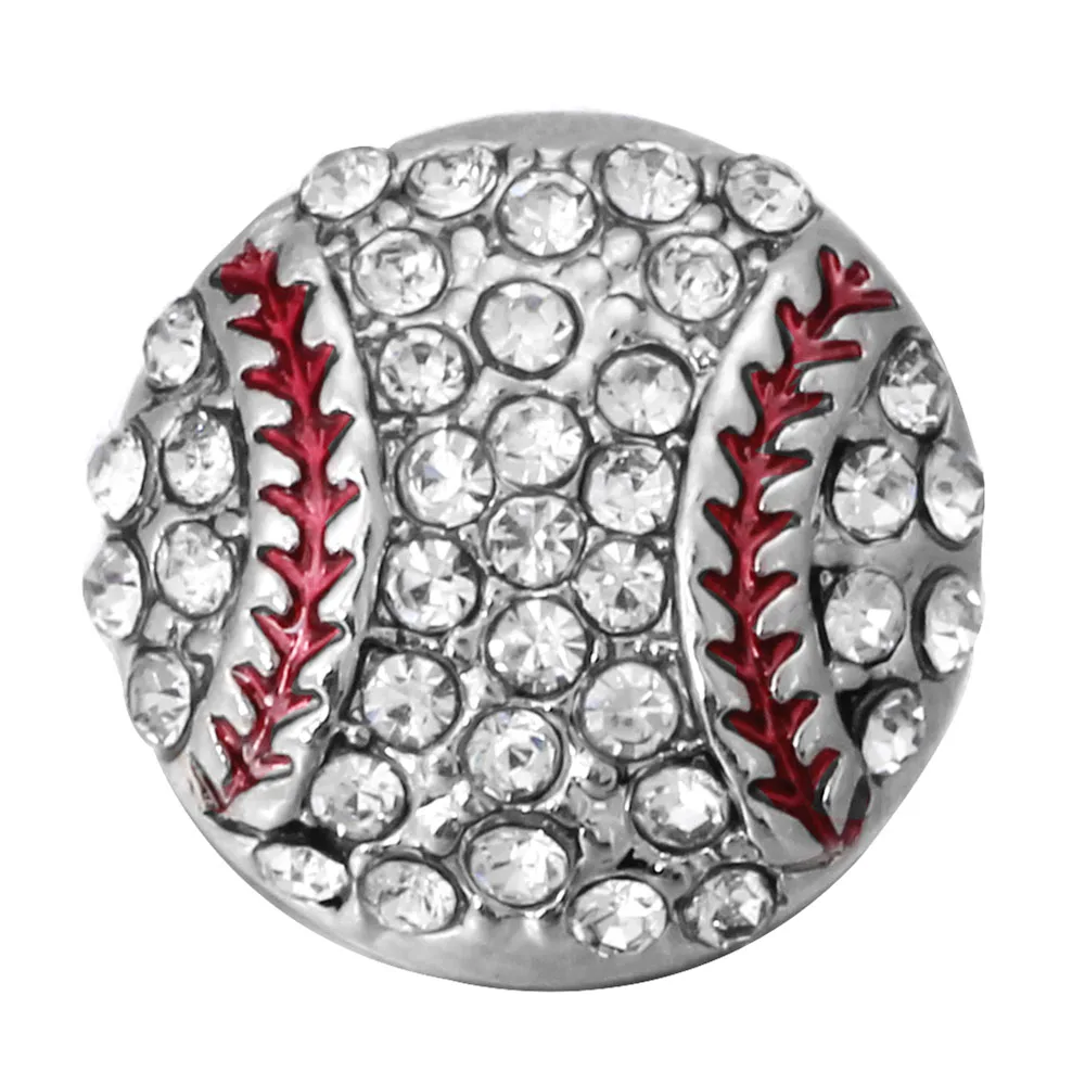 

10pcs/lot New Snap Jewelry Metal Rhinestone Baseball Softball Snap Buttons fit 12mm Snap Bracelet Bangles For Women