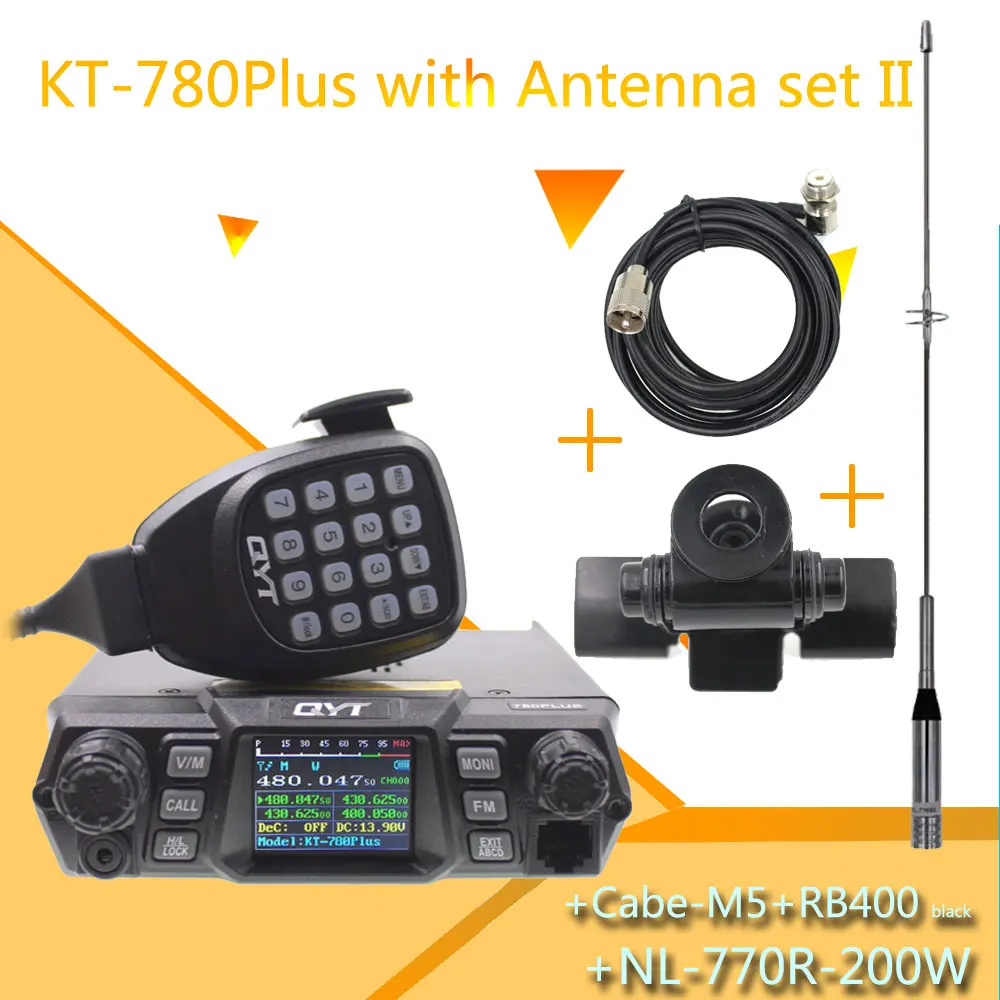 QYT KT-780 Plus Walkie Talkie UHF 400-470 МГц 80 Вт KT-780plus четырехъядерный Дисплей Автомобильная Мобильная радиостанция любительский радиоприемник