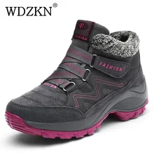 WDZKN/Новинка года; женские зимние ботинки; зимняя теплая обувь из плюша; замшевые женские ботильоны на танкетке; зимние ботинки на платформе; Botas Mujer