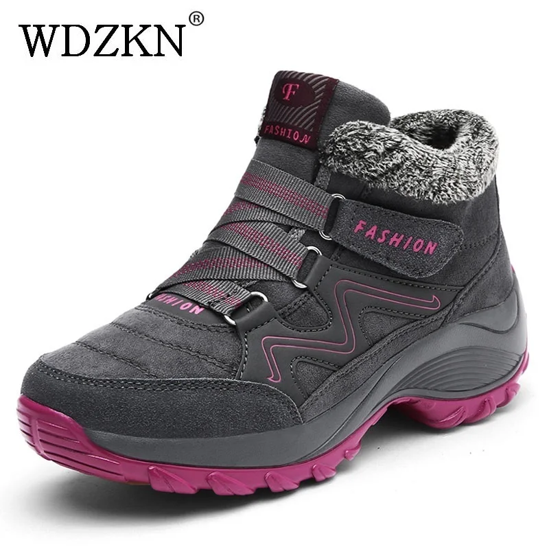 

WDZKN 2019 New Women Snow Boots Winter Plush Warm Shoes Suede Wedges Ankle Boots For Women Winter Platform Boots Botas Mujer