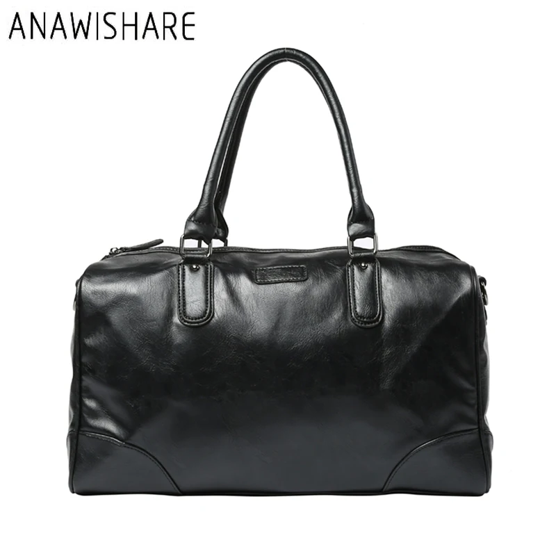 ANAWISHARE 2018 Men Handbags Leather Tote Bags Men Large Crossbody Bags Black Shoulder Bags Business Handbags Travel Bags Me889