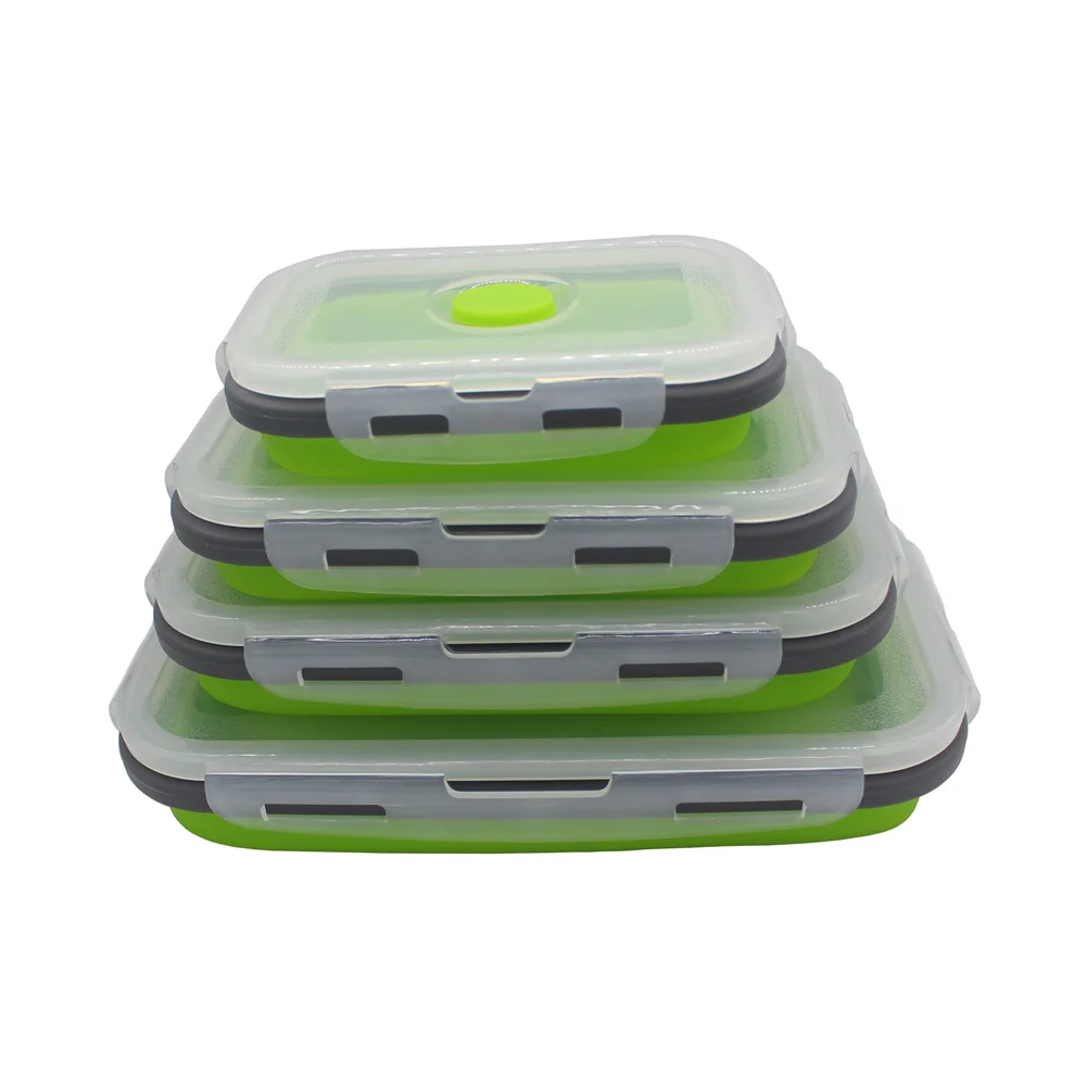 4 шт. силиконовый контейнер для еды|collapsible food container|silicone lunch boxcollapsible container |