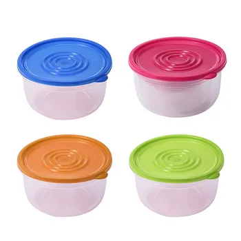 

5pcs/set FDA Grade Transparent Sealed Crisper Set Plastic Food Storage Box Kitchen Refrigerator Containers Round