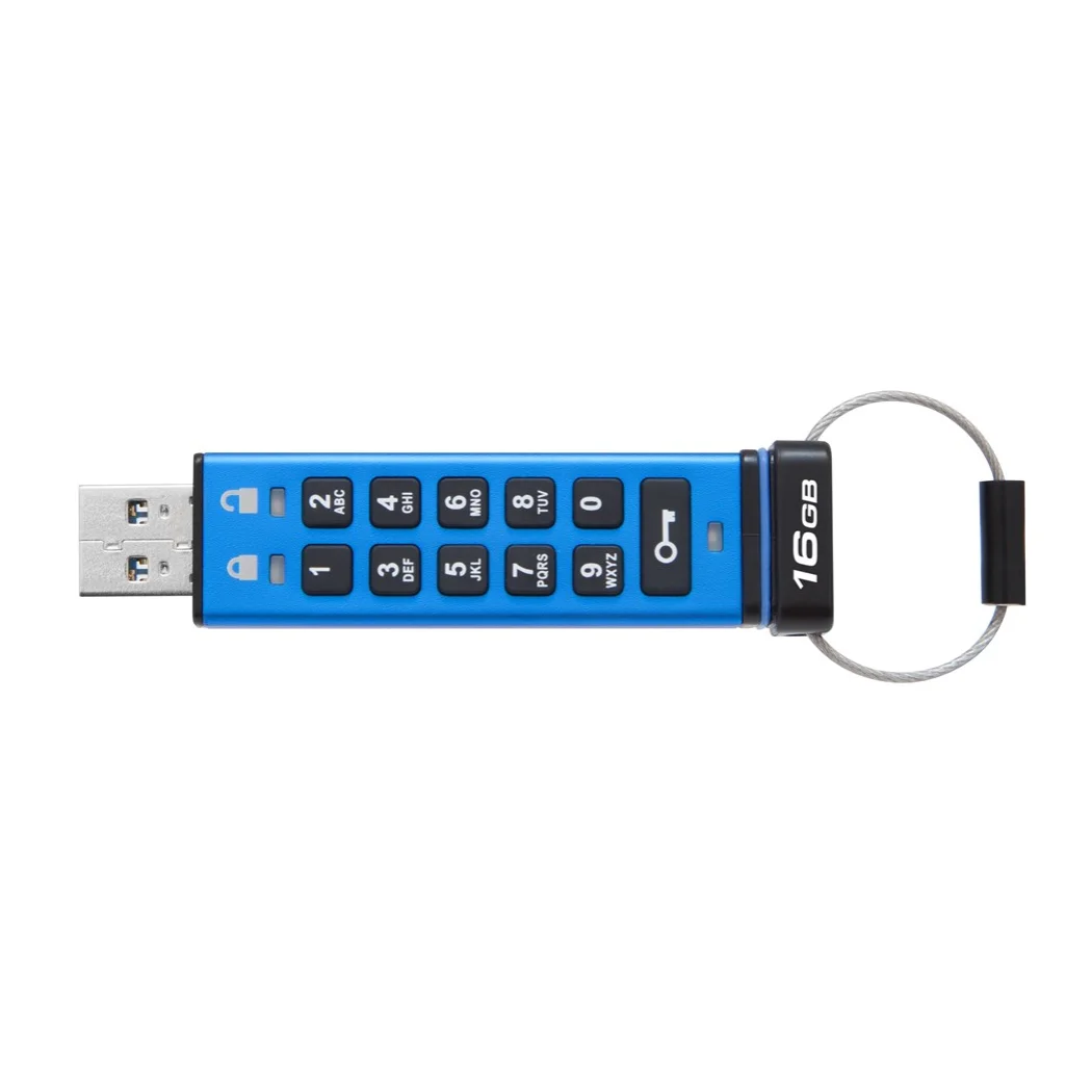 Kingston DataTraveler 2000 DT2000/16 GB-Memoria USB 3,0 DE 16 GB cifrada con Teclado... tipo Llave... Azul