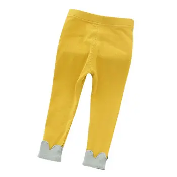 

Girls Leggings 2018 Children Clothing Floral Patchwork Ankle Leggings Cotton Warm Pants Leg Candy Solid Bottom S2