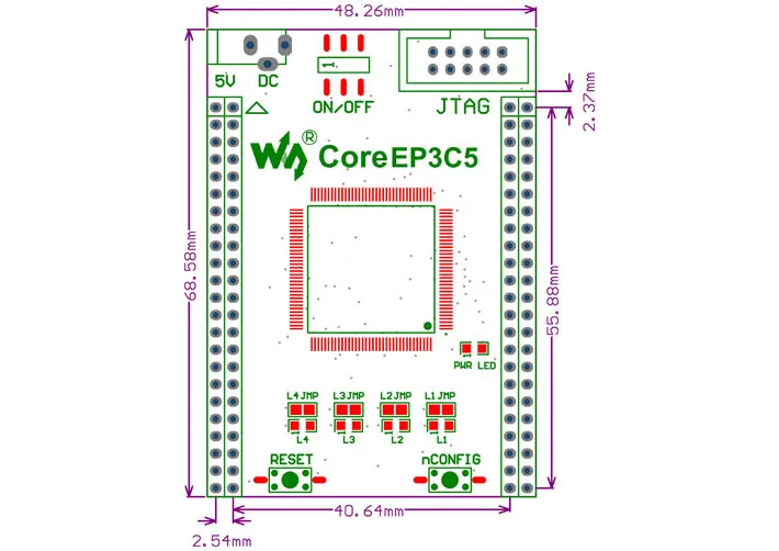 Waveshare CoreEP3C5 = EP3C5 ALTERA Cyclone III чип EP3C5E144C8N FPGA Оценка развития основная плата с полным IO